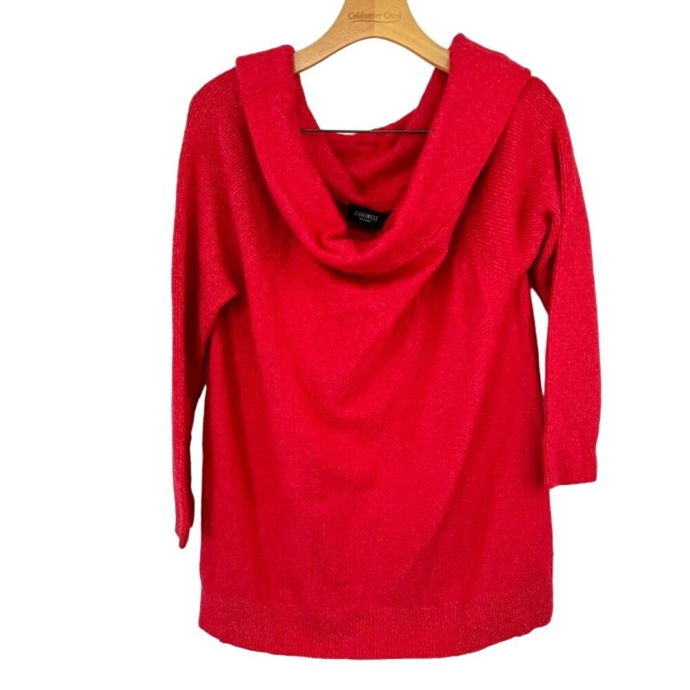 Jeanswest Red Cowl Neck Sweater tunic size XL Women's Cotton Blend new